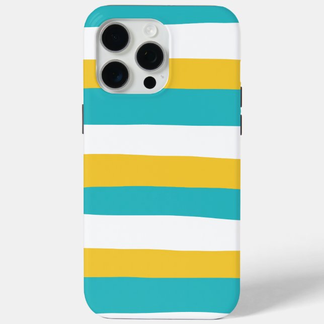 Uneven Stripes - Turquoise and Yellow Case-Mate iPhone Case (Back)