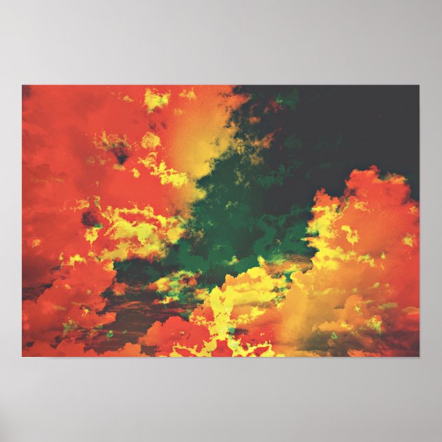 Unexpected clouds in red yellow green colors poster (Front)