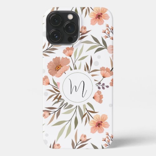 Unexpected cute font pretty and pink flowers white iPhone 13 pro max case