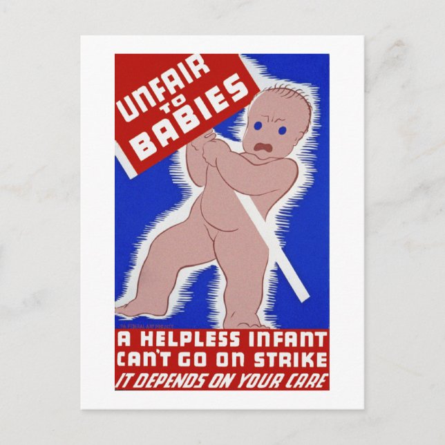 Unfair to Babies Postcard (Front)