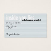 "unfathomable potential" goal cards (Back)