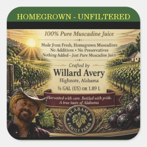 Unfiltered Muscadine Juice Label