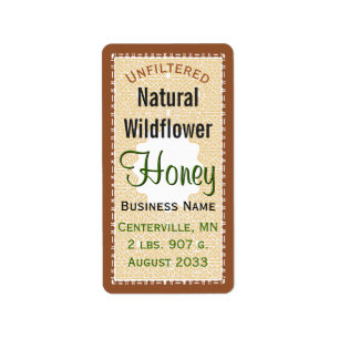 Unfiltered Natural Wildflower Honey Jar Label