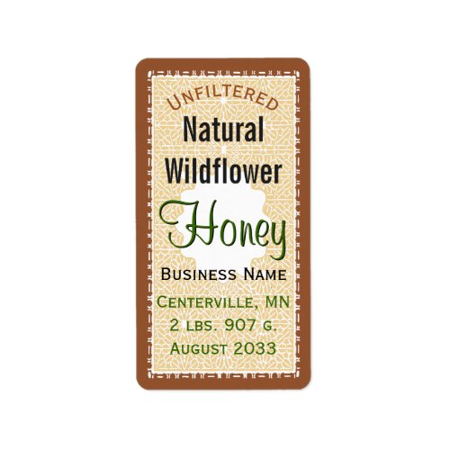 Unfiltered Natural Wildflower Honey Jar Label