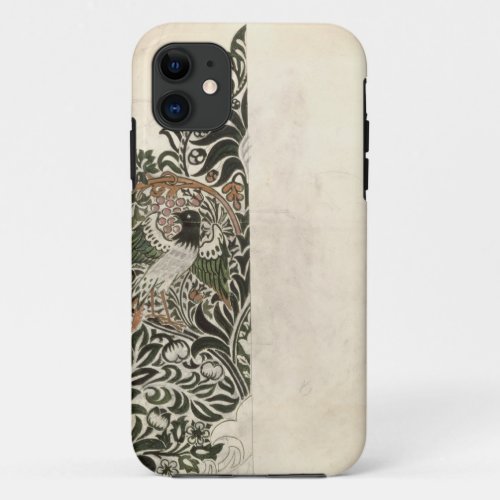 Unfinished Bird and Vine wood block design for w iPhone 11 Case
