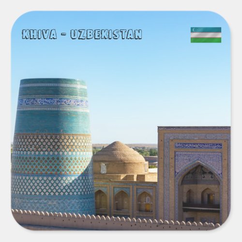 Unfinished Kalta Minor Minaret _ Khiva Uzbekistan Square Sticker