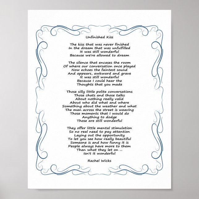 Unfinished Kiss Poem Poster (Front)