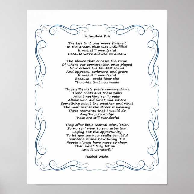Unfinished Kiss Poem Poster (Front)