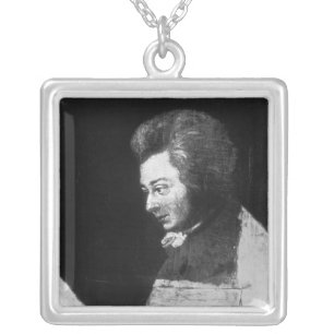 Unfinished Portrait of Wolfgang Amadeus Mozart Silver Plated Necklace