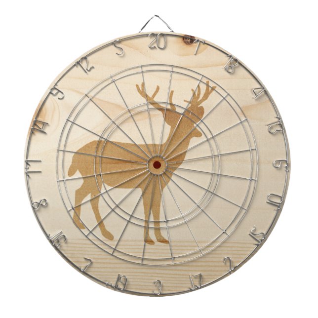 Unfinished Wood Look with Deer Dart Board (Front)