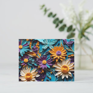Unfold Happiness-Quilled Colorful Floral Paper Art Postcard