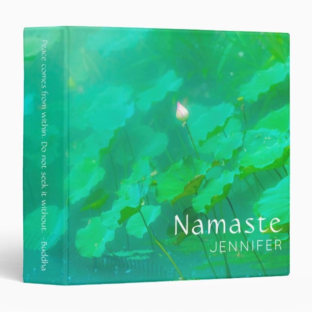 © Unfolding Blessings/Lotus in Rain Personalized 3 Ring Binder (Front/Spine)