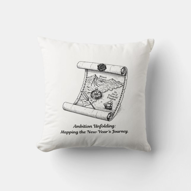 Unfolding Map of Ambition T-Shirt Throw Pillow (Front)