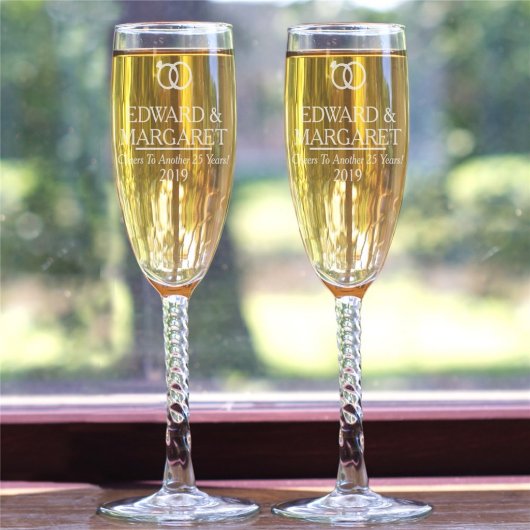 Unforgettable Engraved Couple's Champagne Flutes (Front)