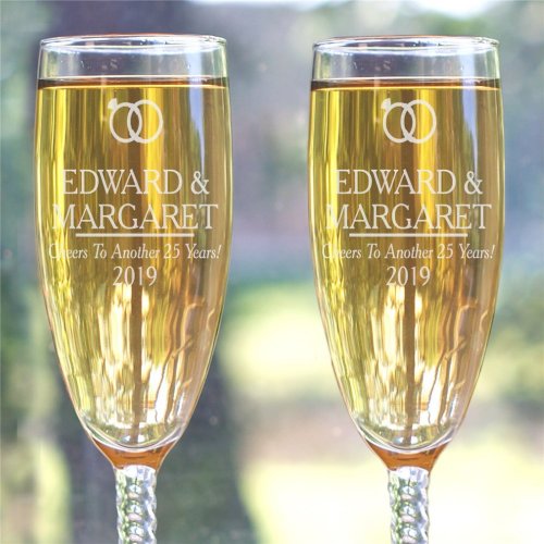 Unforgettable Engraved Couples Champagne Flutes