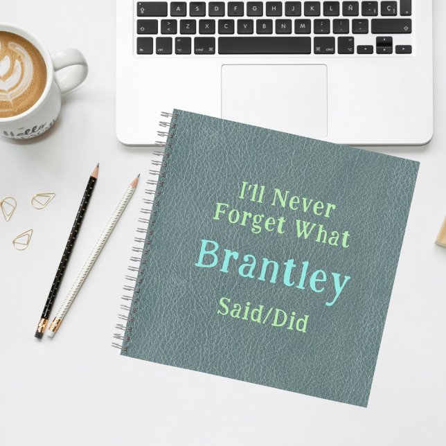 Unforgettable Kids Memory Green Text Notebook (I'll Never Forget)