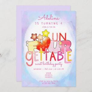 Unforgettable Sweet Heart Girl 4th Birthday Party Invitation