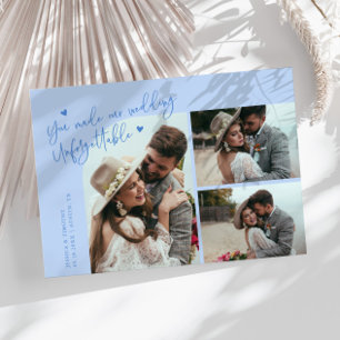 Unforgettable Wedding Icy Blue Multi Photo Thank You Card