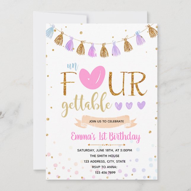unFOURgettable birthday invitation (Front)