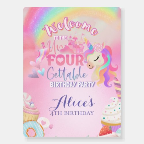 Unfourgettable Unicorn Sweet Girl 4th Birthday Foam Board