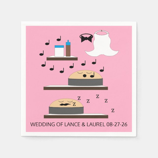 Unfrosted Wedding Cakes:   Napkins (Front)