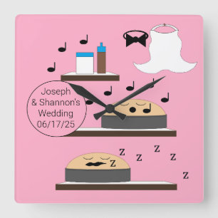 Unfrosted Wedding Cakes: Square Wall Clock