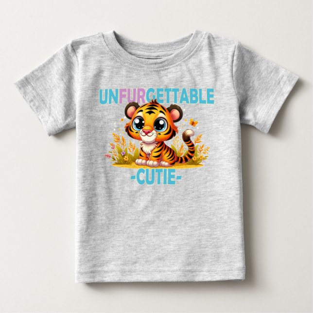 Unfurgettable Cutie fun pun. Baby Tiger cartoon Baby T-Shirt (Front)