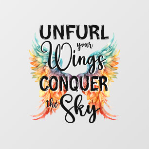 Unfurl your Wings Conquer the Sky, Colorful Wings Wall Decal