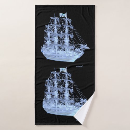 UNFURLED PIRATE SHIP BATH TOWEL