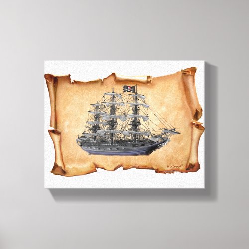 Unfurled Pirate Ship Canvas Print