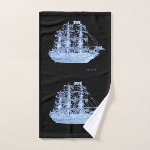 UNFURLED PIRATE SHIP HAND TOWEL 