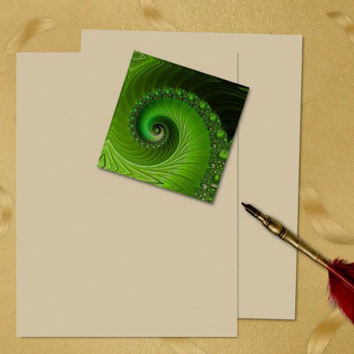 Unfurling Leaf Green Spiral Fractal Abstract Paperweight