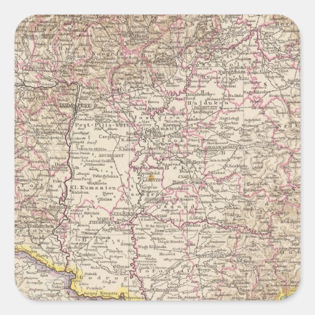 Ungarn, Hungary Atlas Map Square Sticker (Front)