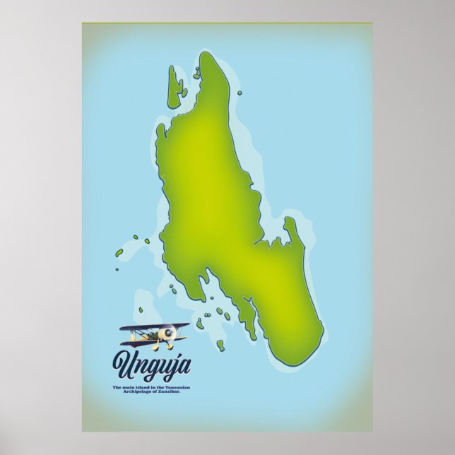 Unguja Island travel map Poster (Front)