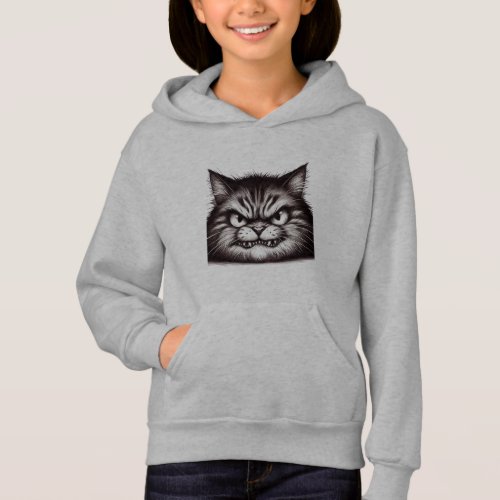 Unhappy cat face hoodie