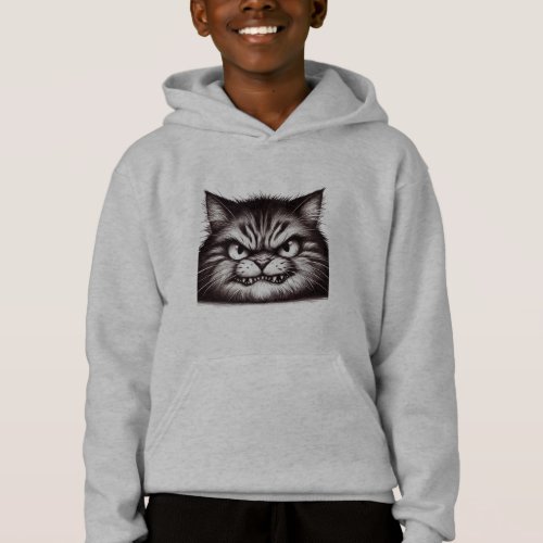 Unhappy cat face hoodie