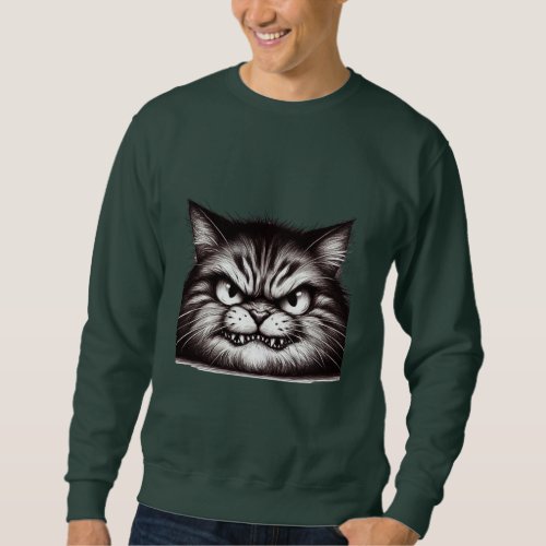 Unhappy cat face sweatshirt