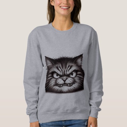 Unhappy cat face sweatshirt