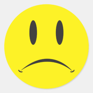 Unhappy Face Classic Round Sticker