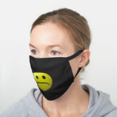 unhappy face cute black cotton face mask (Angled)