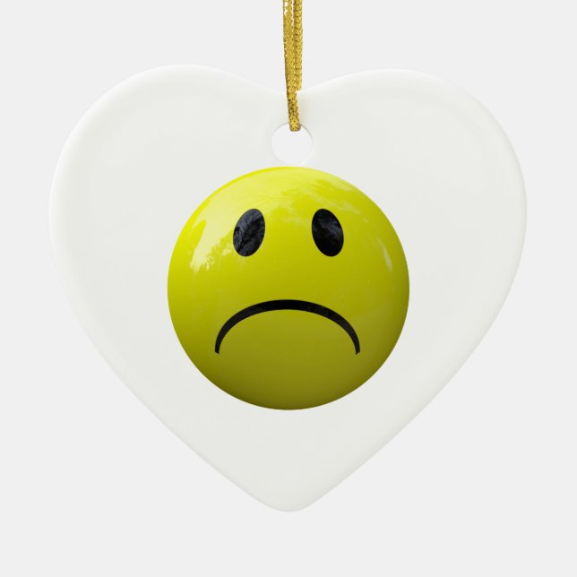unhappy face emoji ceramic ornament (Front)