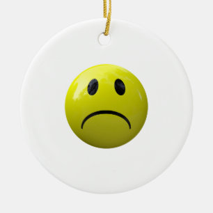 unhappy face emoji ceramic ornament