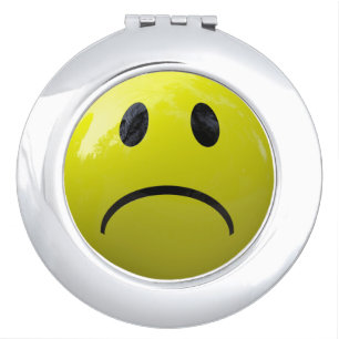 unhappy face emoji compact mirror