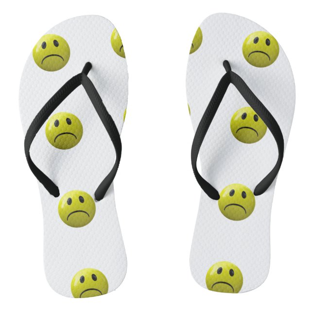 unhappy face emoji sandals shoes flip flops (Footbed)
