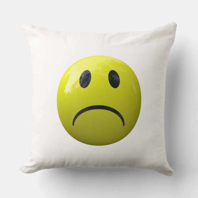 unhappy face emoji throw pillow (Front)