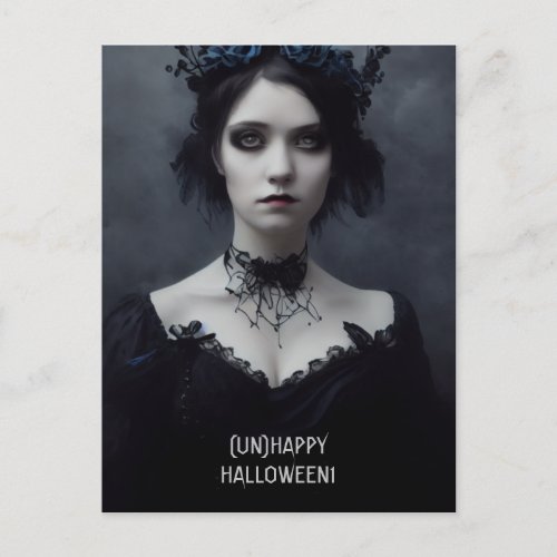 Unhappy Halloween Gothic girl witch  Postcard