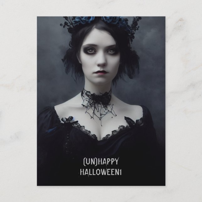 Unhappy Halloween. Gothic girl witch  Postcard (Front)