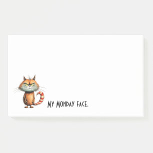 Unhappy Orange Cartoon Cat My Monday Face Post-it Notes
