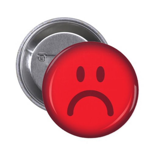 Unhappy red smiley face button | Zazzle