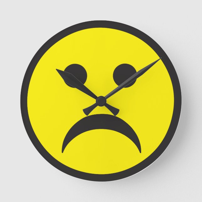 Unhappy Sadness Face Round Clock (Front)